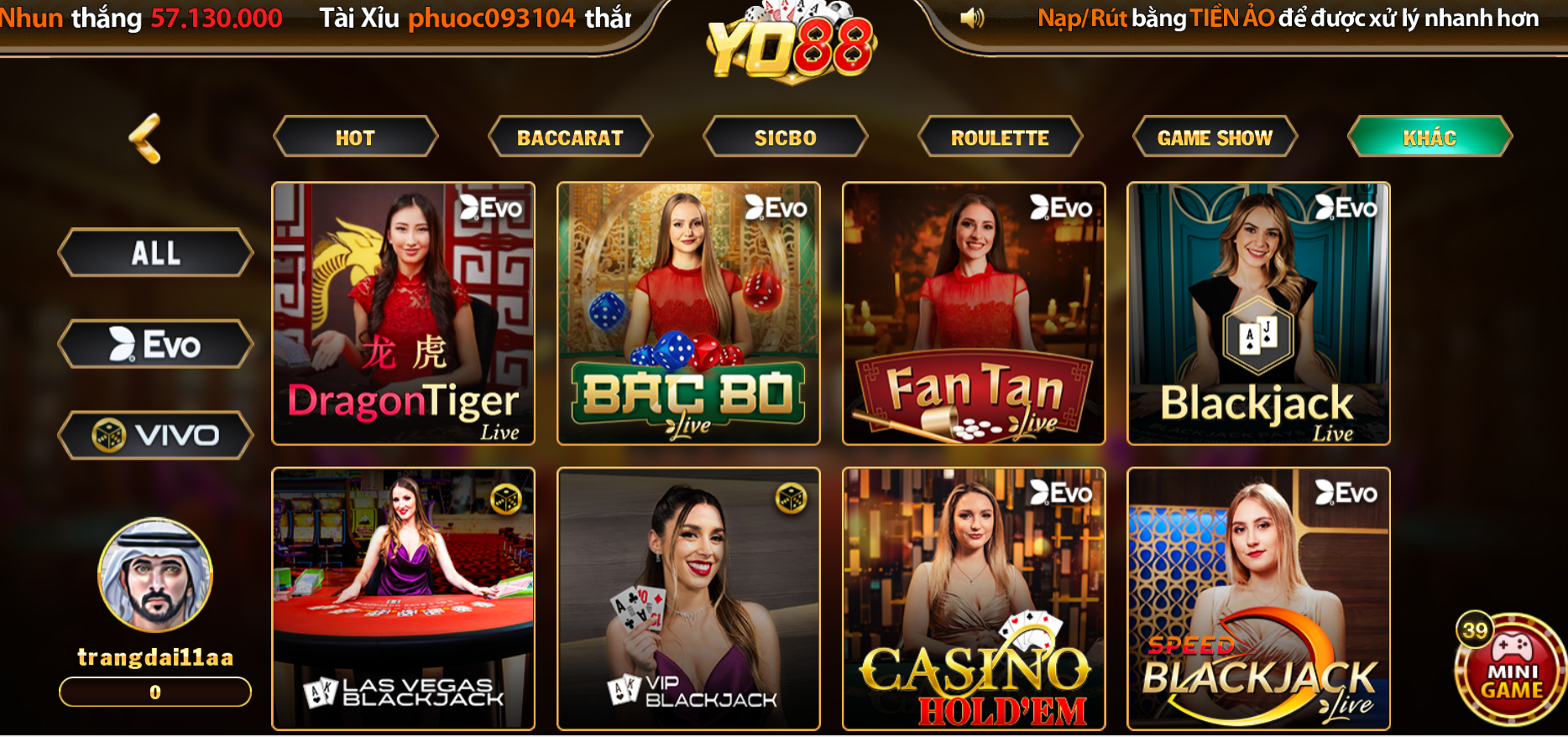 Livegame Yo88 thế giới đổi thưởng online nhưng chân thực