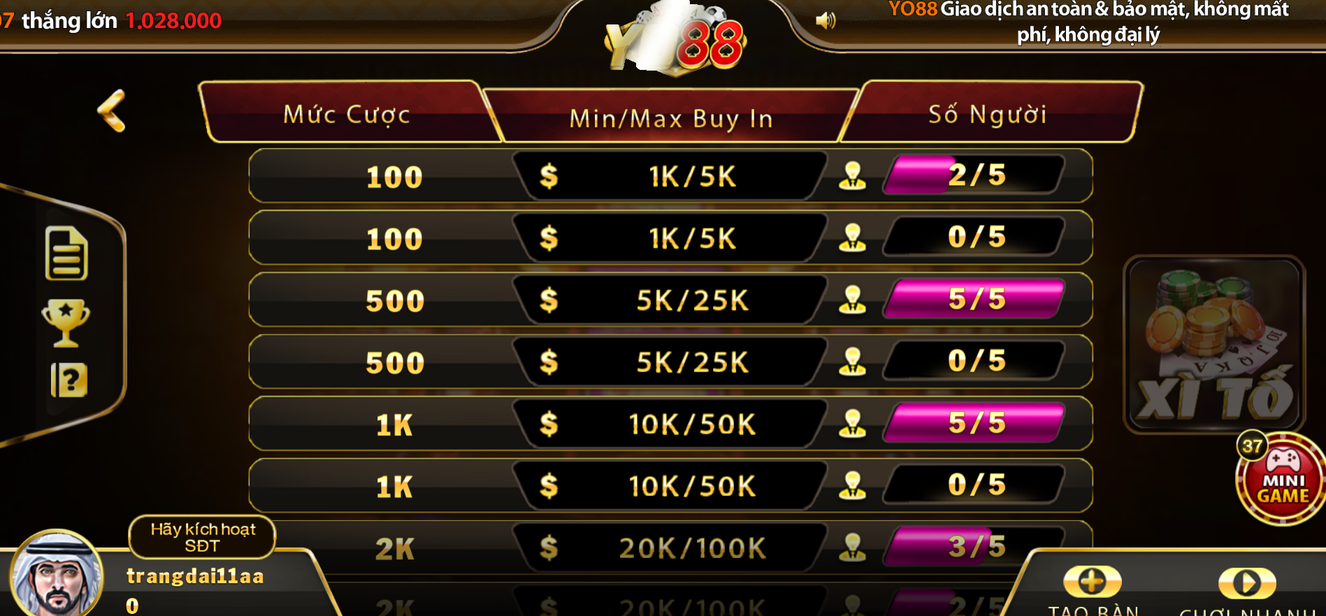 Lựa chọn bàn chơi Xì Tố phù hợp với trình độ 