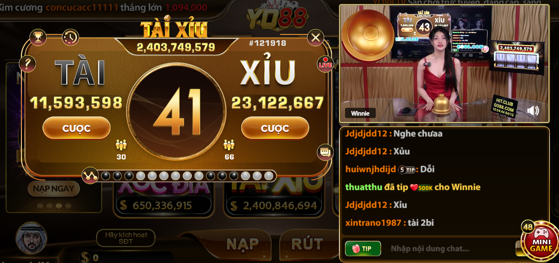 Tài Xỉu Live hình thức cá cược mới mẻ, hấp dẫn tại nhà cái