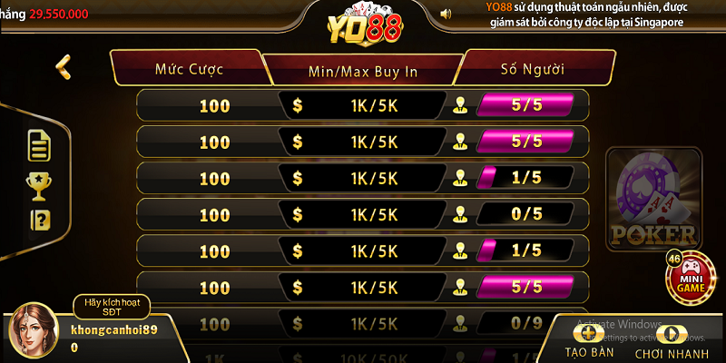 Game bài Poker Yo88 lọt top trò chơi được yêu thích nhất tại nền tảng