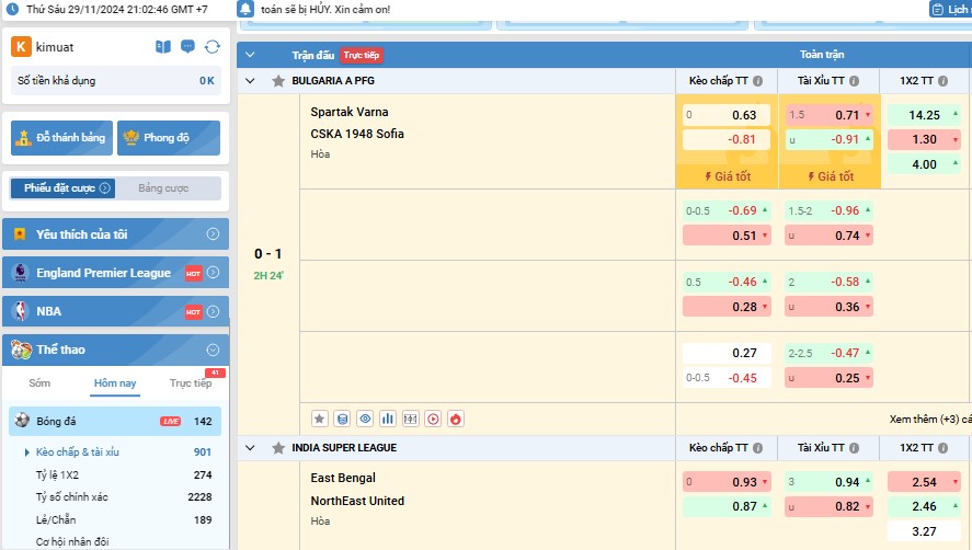 Bảng tỷ lệ kèo cập nhập liên tục, đa dạng loại hình